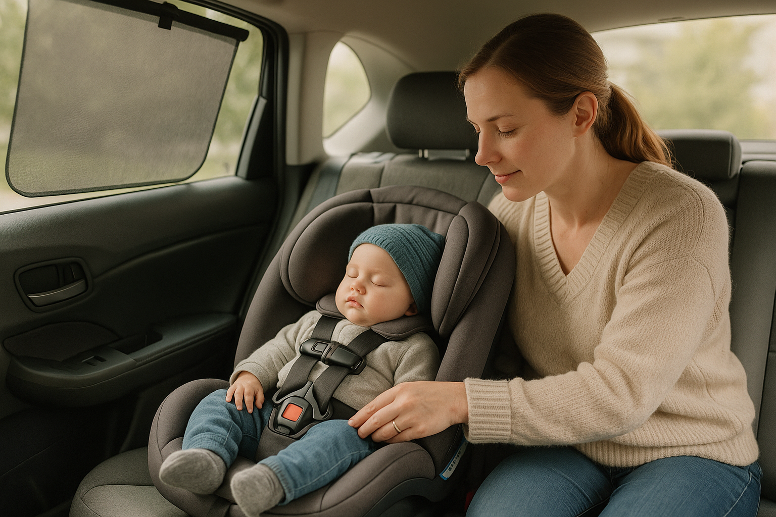 Rear-facing infant; recline indicator in range; chest clip at armpit; straps snug